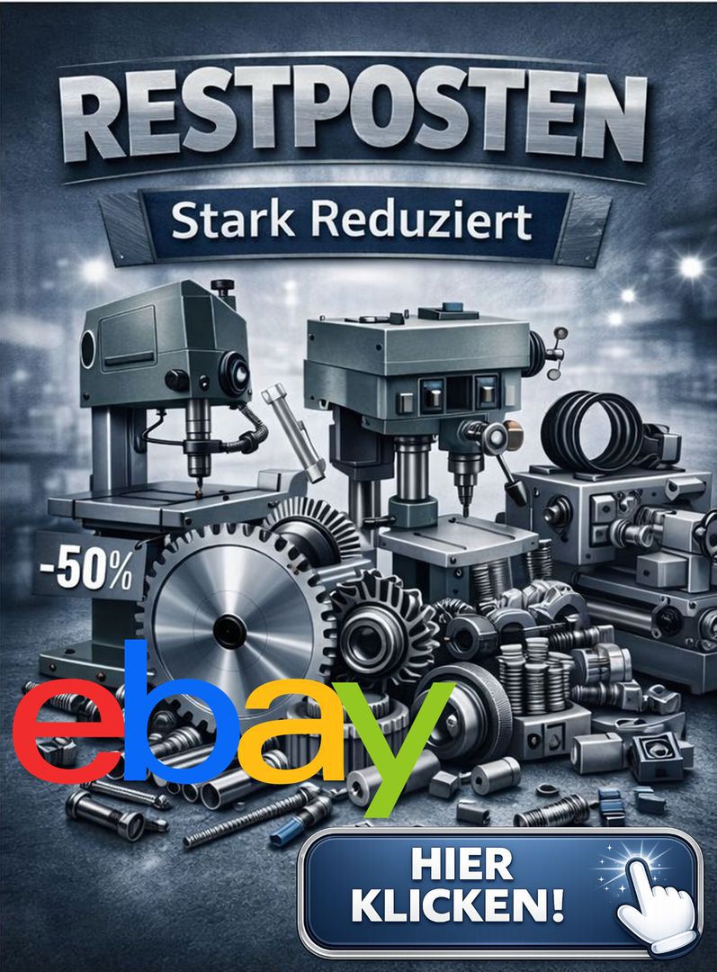 Bild Bespielhaft Maschinen etc. mit Logo von ebay.de mit Aufforderung zum klicken da Weiterleitung auf ebay